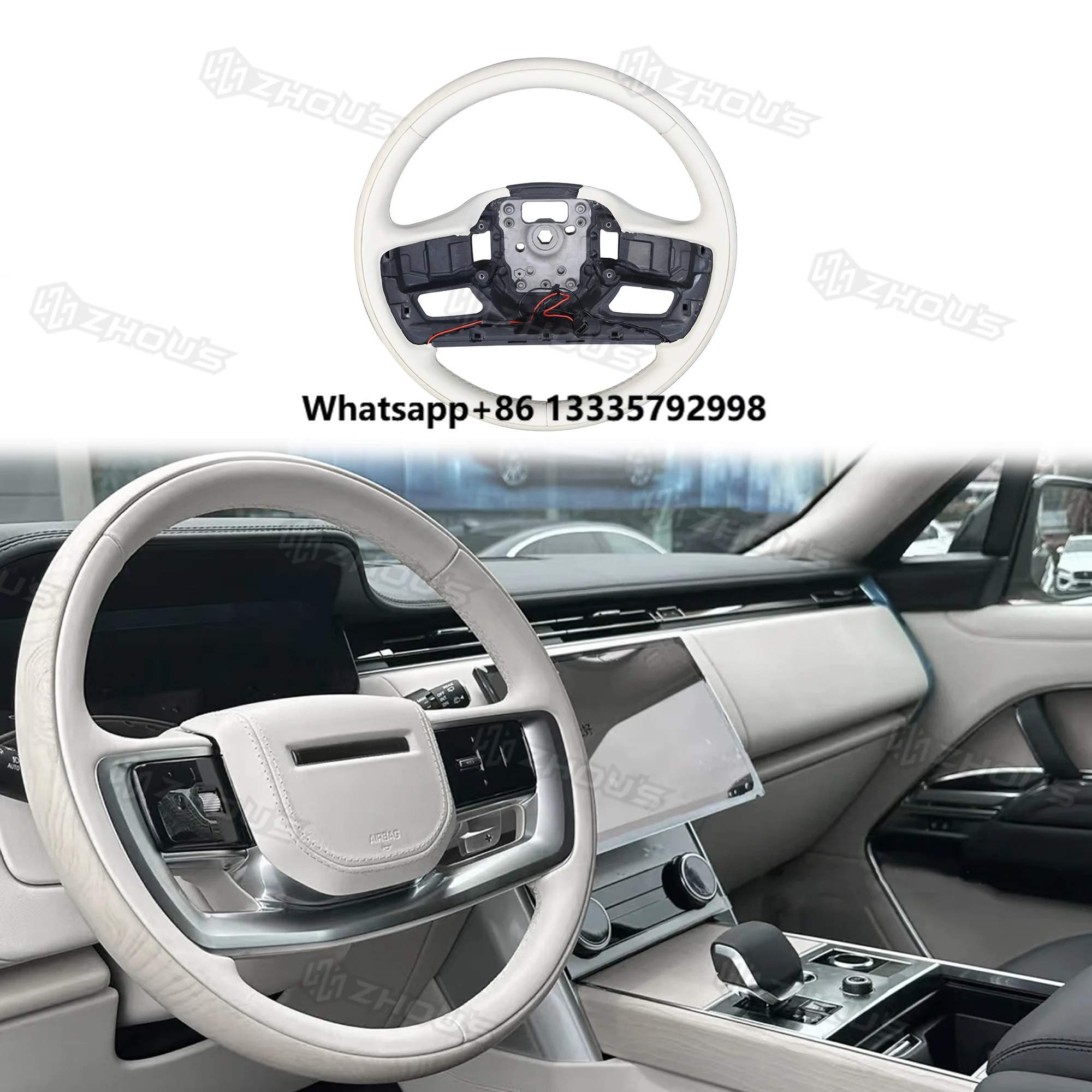 

High Quality Customized White Wooden Auto Car Steering Wheel for Range Rover Vogue L460