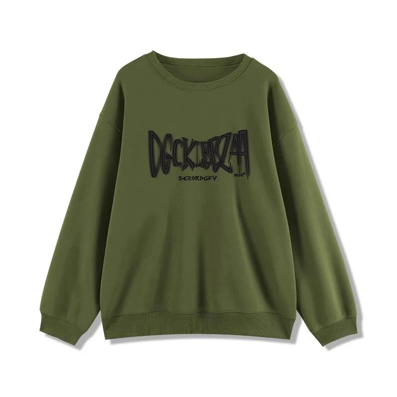 

Retro Letter Print Loose Casual Hoody Versatile Autumn Winter Long Sleeve Sweatshirt Top Pullover