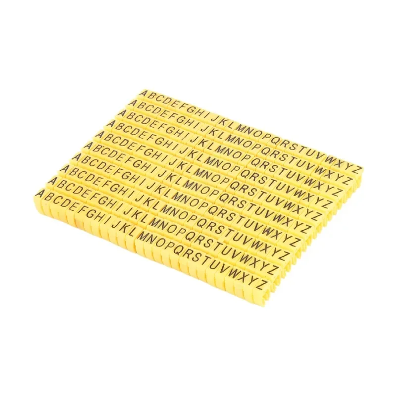 Marqueurs de câbles M-1 M-0 (A-Z) – 100 pièces jaunes – Lettres uniques de A à Z pour câbles de diamètre M-0 M-3