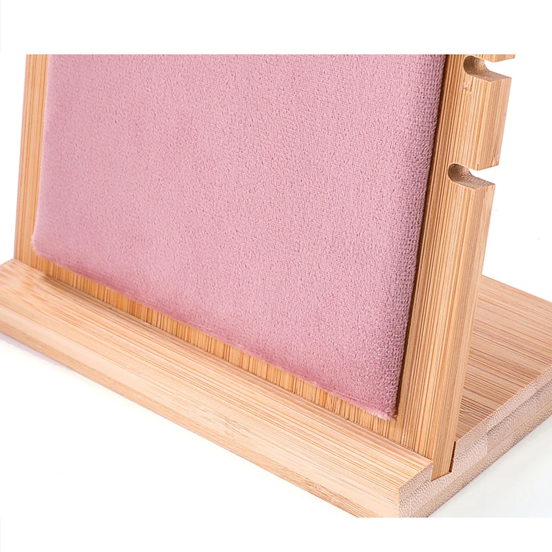New Solid Wood Pink Velvet Jewelry Display Stand Ring Earrings Bracelet Necklace Watch Pendant Storage Display Stand