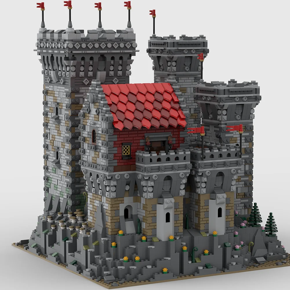 NEW MOC 6524PCS European Medieval Street View Red Lions Castle DIY creative ideas Retro child Toy Birthday Gift building blocks