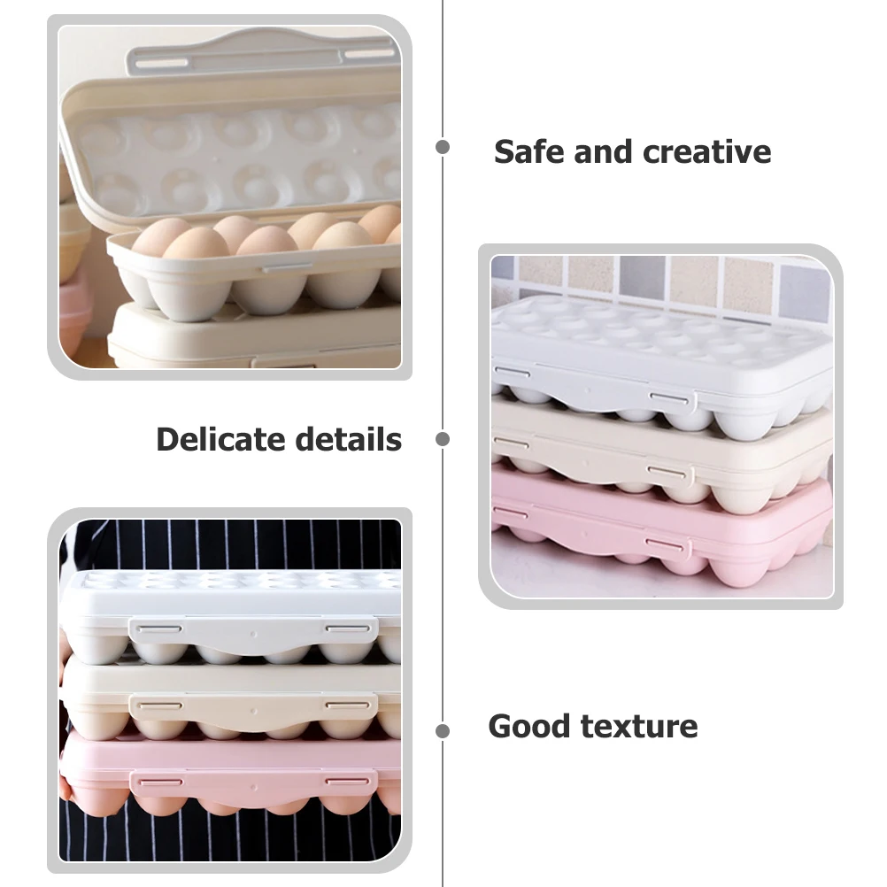 

2pcs Egg Box 24 Holder Plastic Containers For Storage Fridge Crates Chicken Eggs Large Capacity Kitchen Plastic Containers