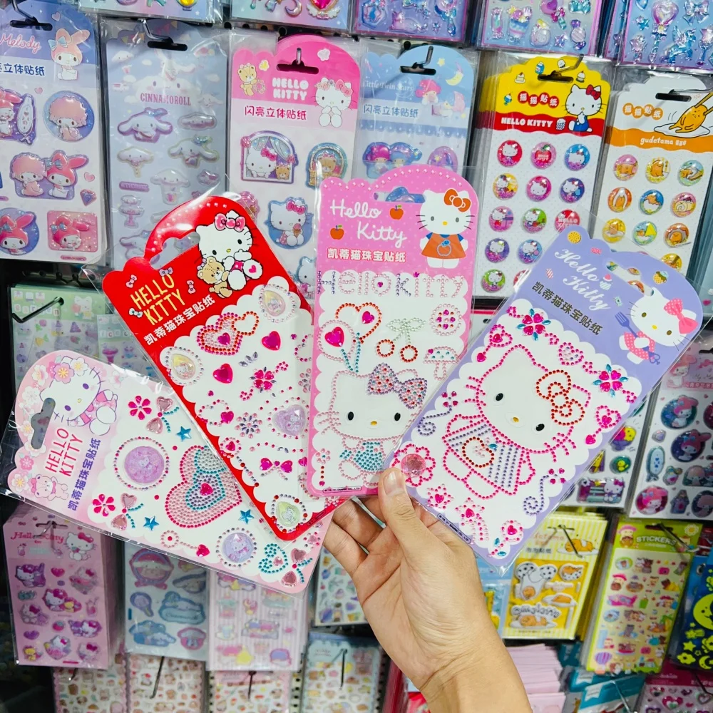 ของแท้ซานริโอ เฮลโล คิตตี้การ์ตูนสติกเกอร์ไดอารี่ แฮนด์บุ๊คแล็ปท็อปกระเป๋าเดินทางสเก็ตบอร์ดกราฟฟิตี้สติ๊กเกอร์สำหรับของเล่นเด็กผู้หญิงของขวัญ