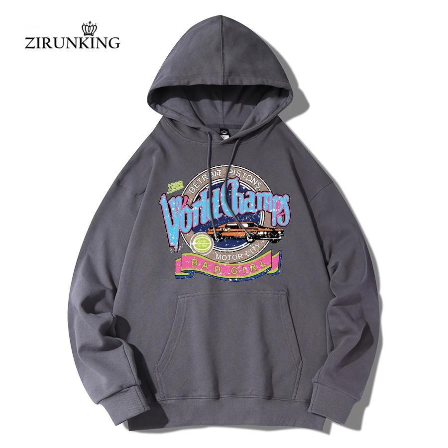 

ZIRUNKING Couples Multicolor Hooded Sweatshirt Cotton Terry Hoodies Women Grey Blake Red Cyberpunk Style Streetwear ZOW230209