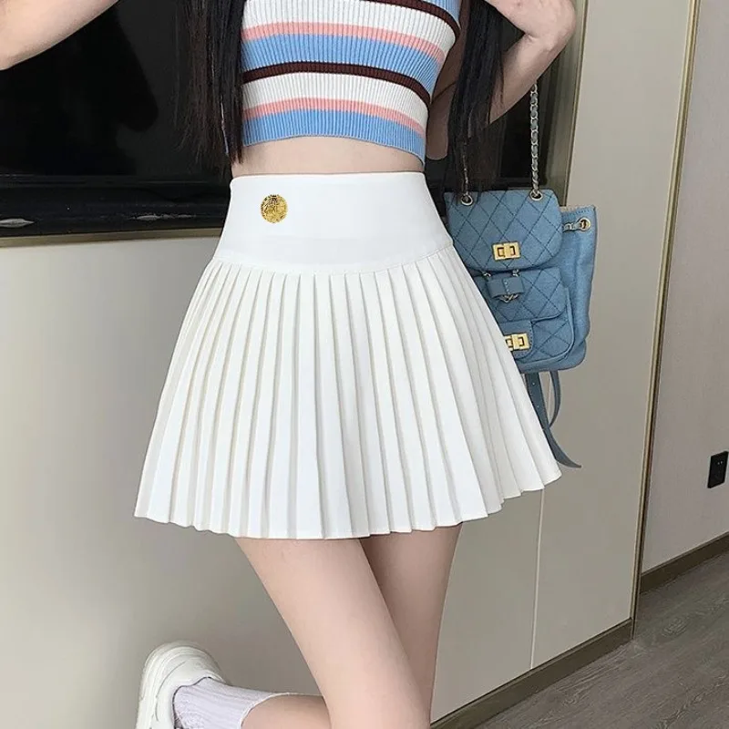 Preppy Style Elegant Vintage Pleated Skirt Women Sexy High Waist A-line Patchwork Skirt Korean Fashion Cute Casual Mini Skirts