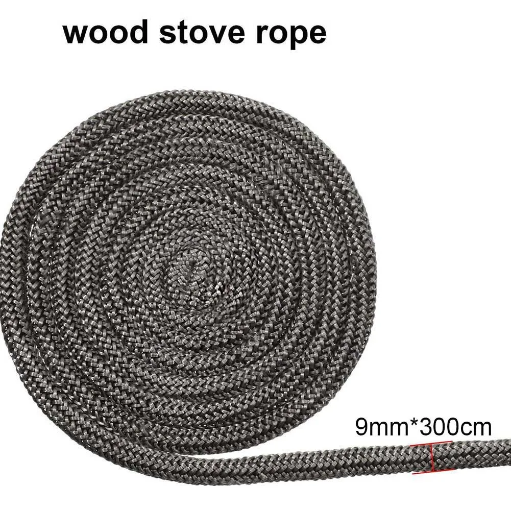 

9mm Fireplace Sealing Rope Gasket Cord Wood Burning Stove Door Fiberglass High Temperature Sealing Rope Replacement 3meters Long