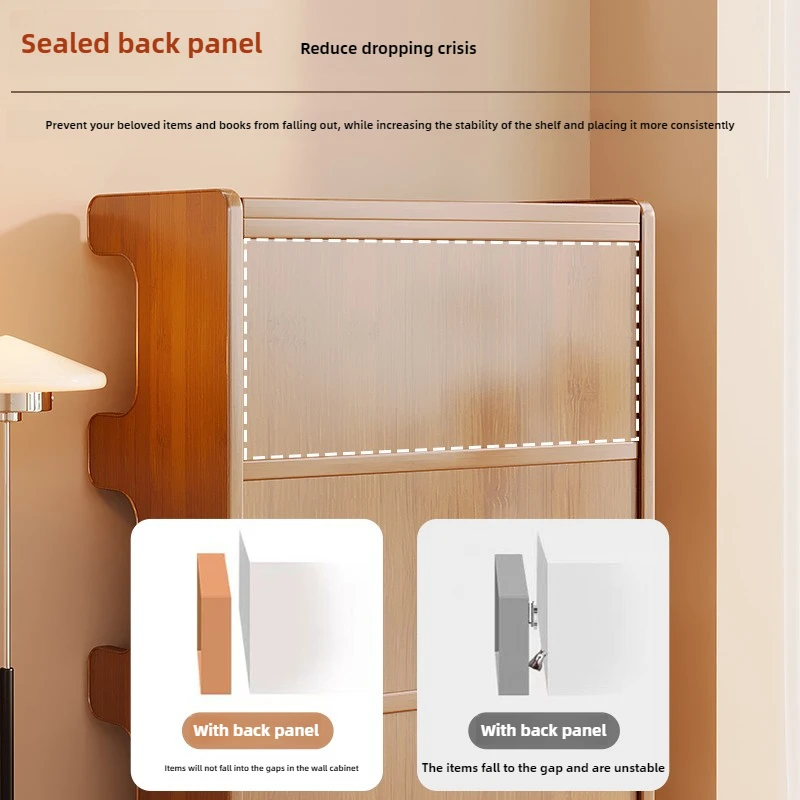 Bamboo Multi-Tier Bookshelf Storage Rack Divided Floor Bookcase Large Capacity Storage Cabinet Stable Bay Window Shelf