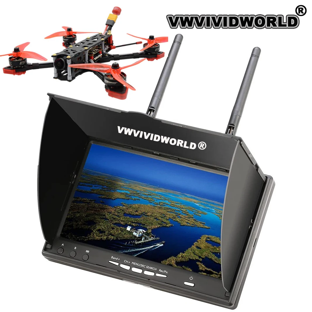 LCD5802D LCD5802S 5802  5.8G 40CH 7 Inch Raceband FPV Monitor 800x480 With DVR Build-in Battery Video Screen For FPV Multicopte