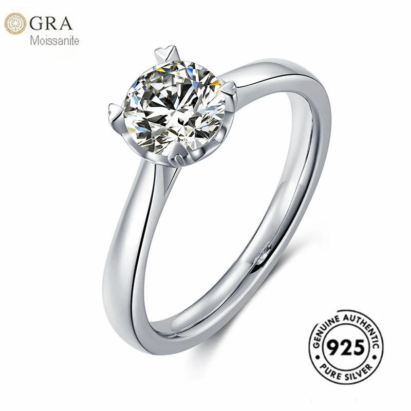 

Fine Female Jewelry Solid 925 Stirling Silver With Mossanite Ring 1ct Diamond Ready To Ship
