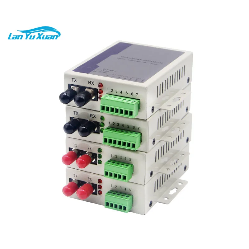RS485 RS422 RS232 Serial Data to Ethernet Fiber Media Converter Terminal Optic Modem Bidirectional Single-mode Double Fiber ST