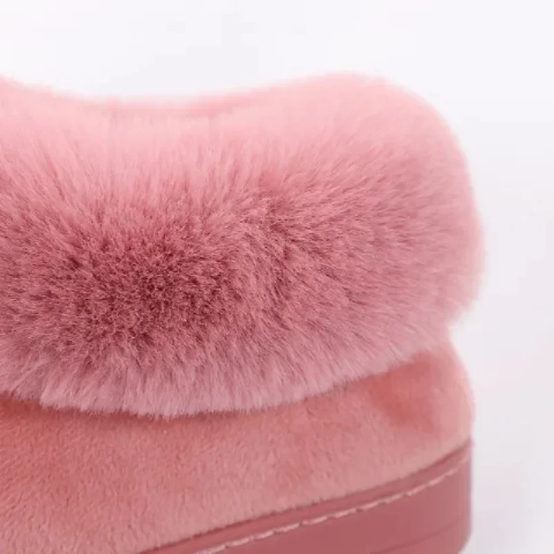 Cute Women Slippers Autumn Winter Cotton Flat Fluffy Slippers Cartoon Rabbit Ear Home Indoor Fur Slippers Warm Soft Plush Shoes