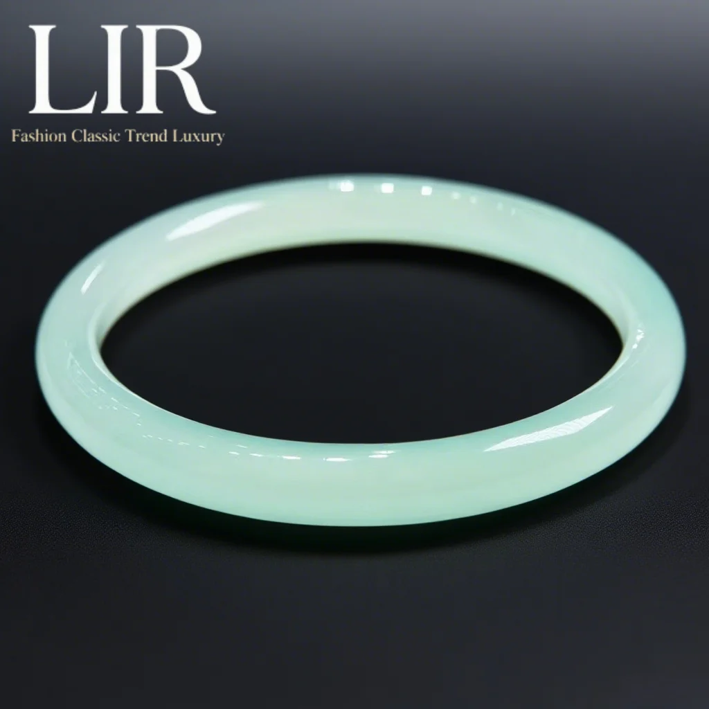 

LIR Women's Bracelet: Premium Natural Agate (Mint Milk Green), Chalcedony Jade, Full Sizes, Certificate, Fine Jewelry