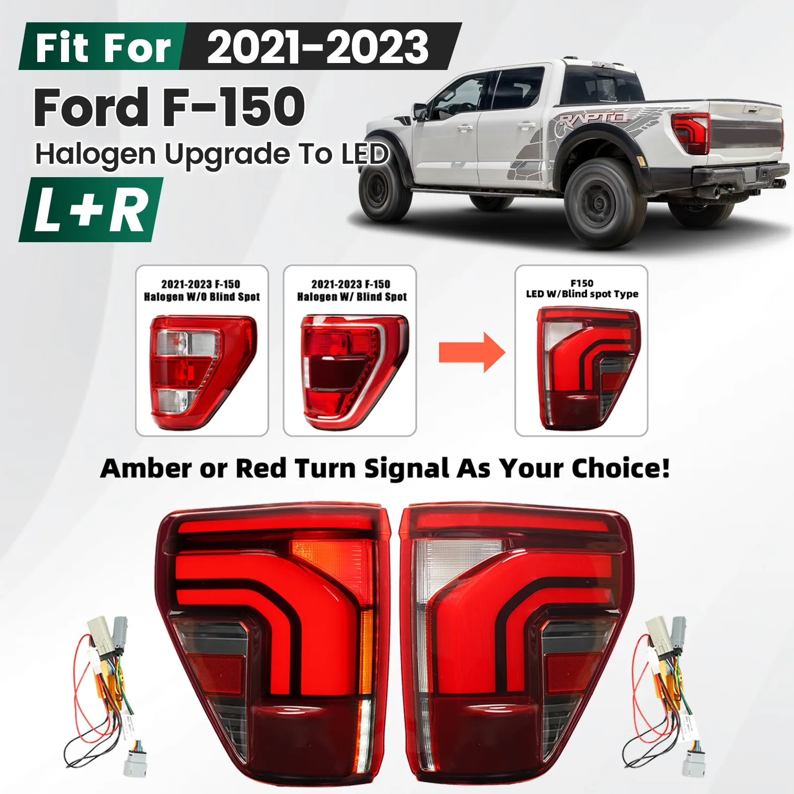 

Светодиодные задние фонари для Ford F-150 2021-2023 гг., замена галогенных, пара задних стоп-сигналов