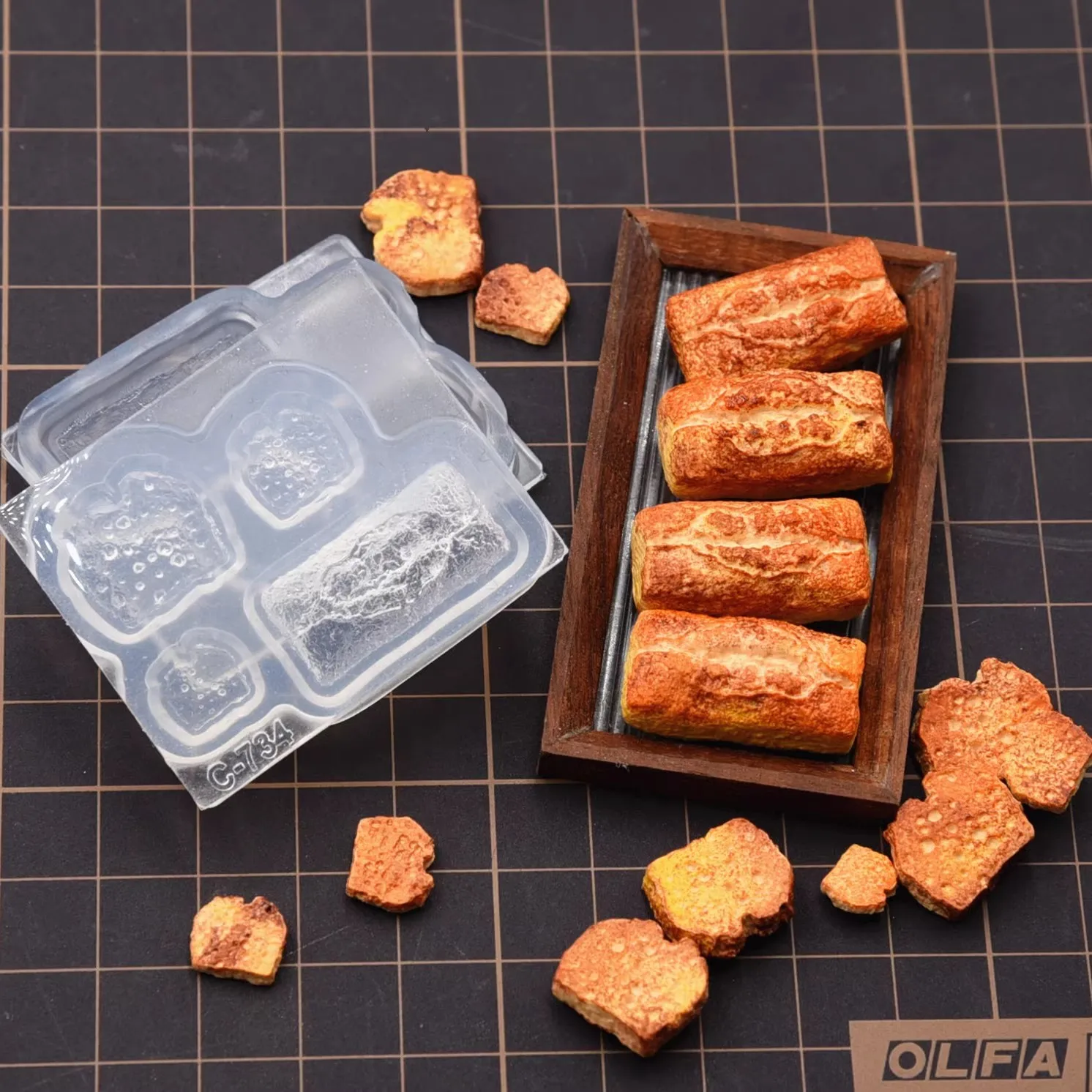 

Polymer Clay Miniature 3D Toast Bread Silicone Molds Doll House Food toy DIY Decoration tools