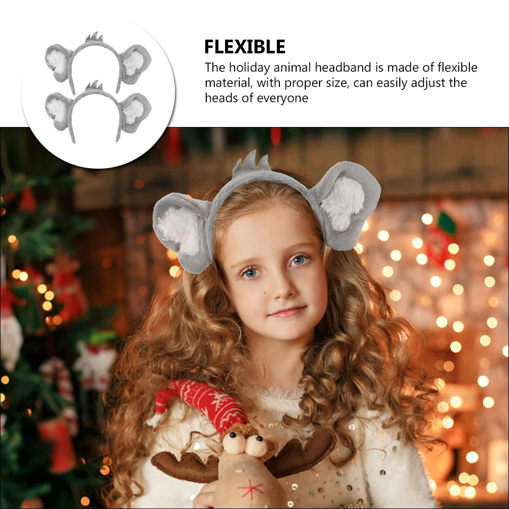 2 Pcs Koala Headband Ears Headdress Animal Photo Props for Photoshoot Costume Headbands Women Cute