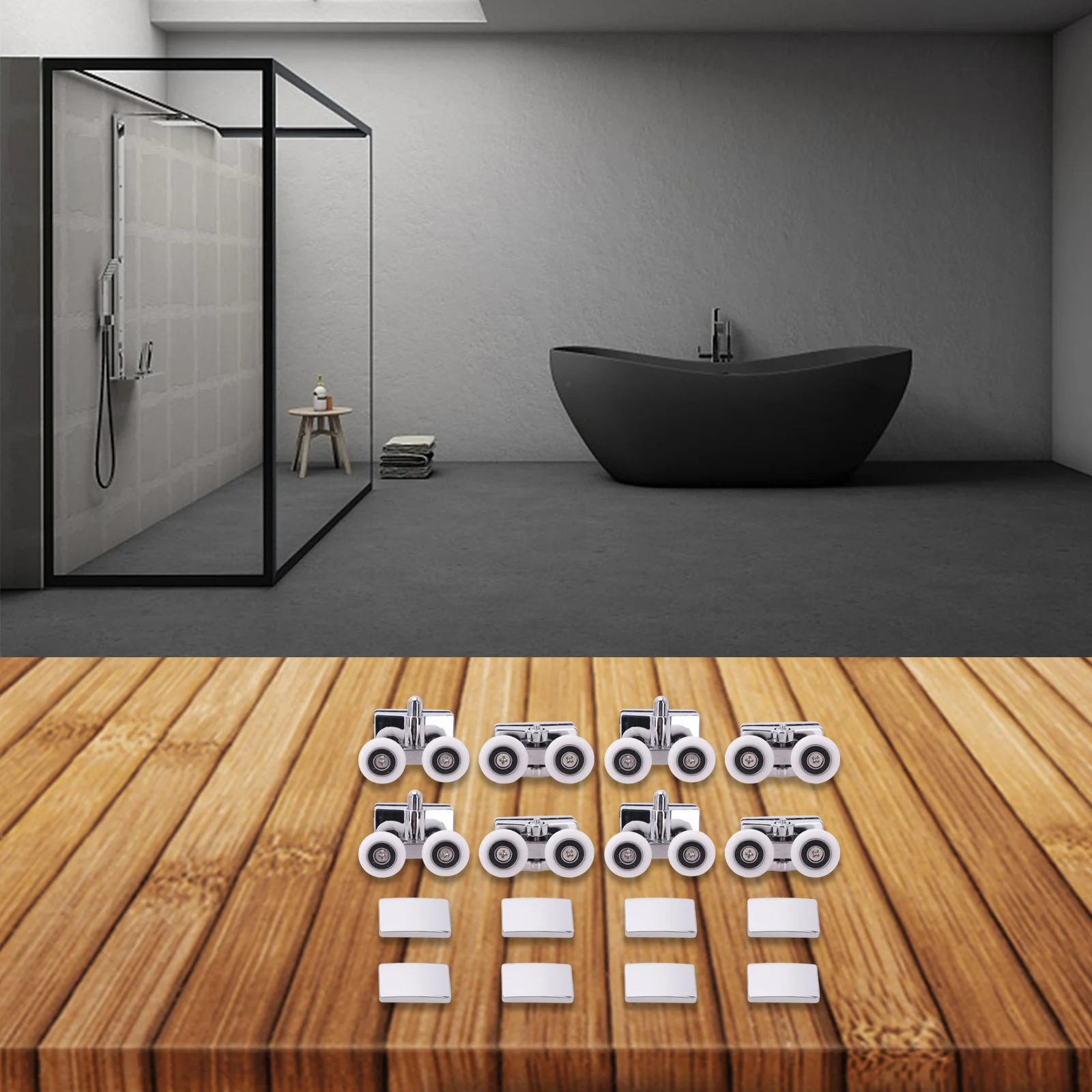 Quiet Shower Rollers Shower Door Rollers Renovation Project Top And Bottom Rollers for versatile Compatibility Compact Size