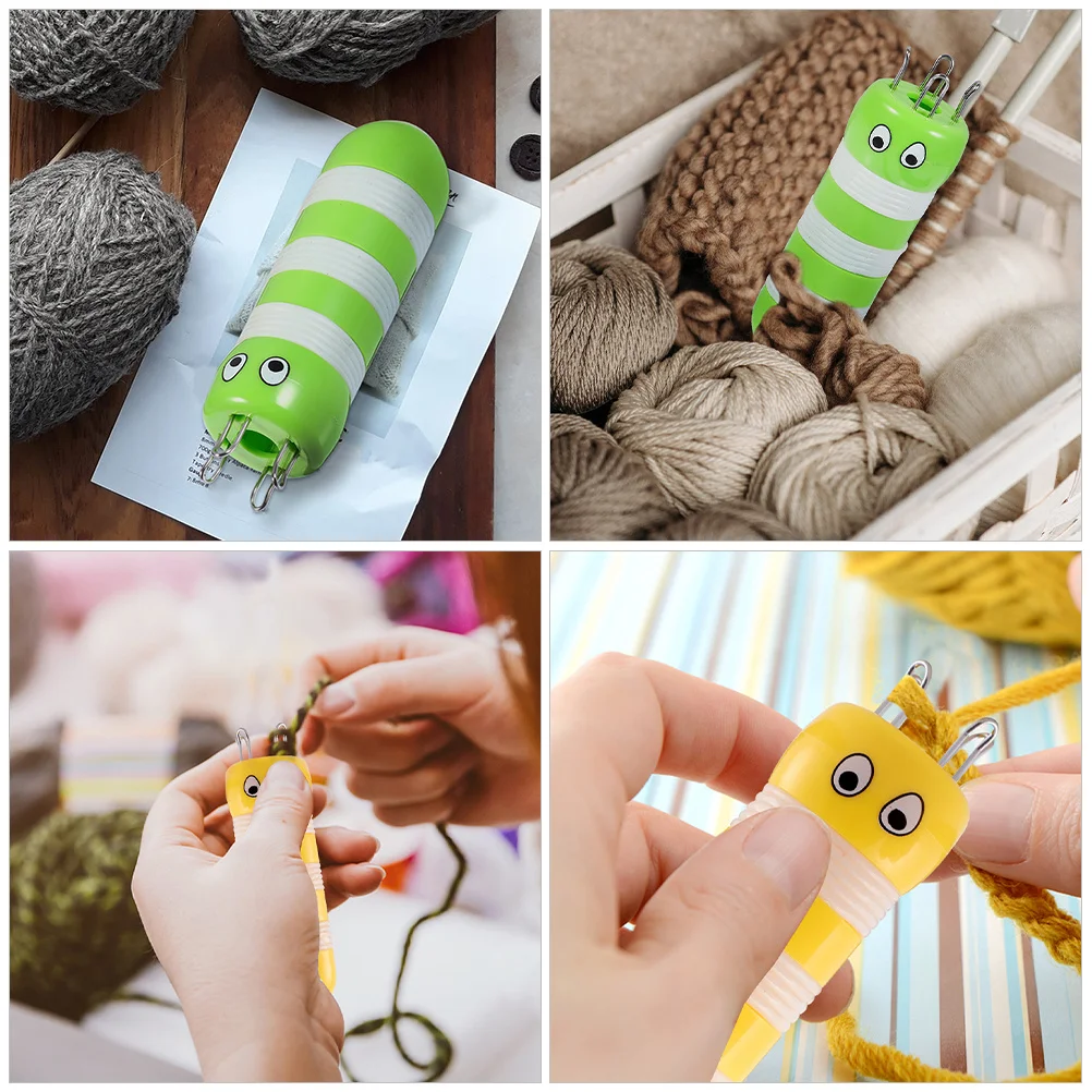 2 pçs diy mão corda tricô fio de plástico ferramenta artesanato bonito dos desenhos animados tecelagem acessório para jóias pulseiras suéteres casa