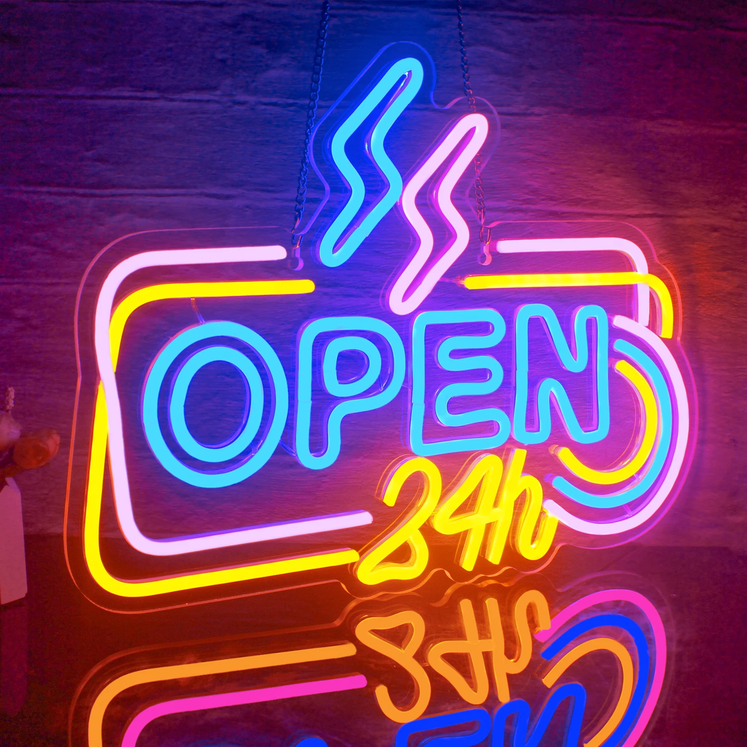 Open 24h Neon Sign Led Neon Lights for Wall Decor USB Light Up Signs for Business Bedroom Home Restaurant Bar Shop Salon Hotel