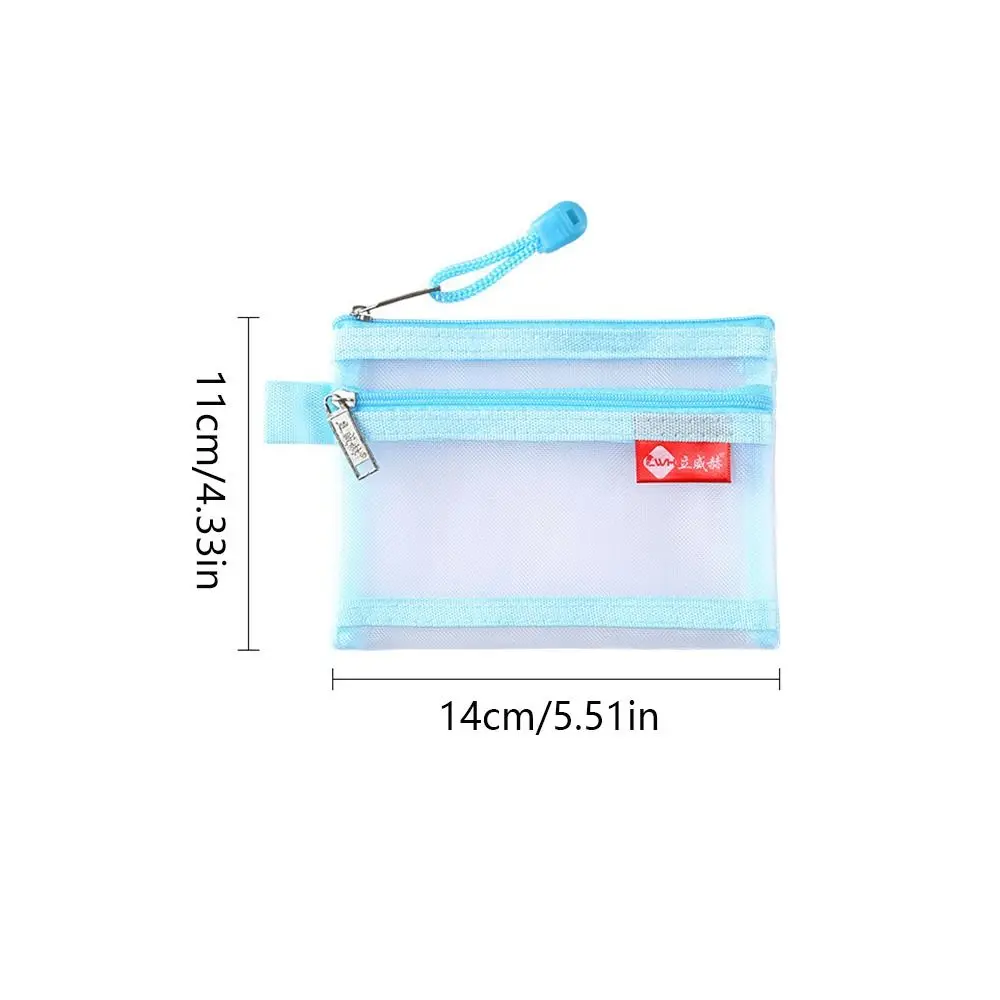 Change Storage Bag Double Layer Coin Bags Cosmetic Bag Small Item Bag Clear Mesh Bag Data Cable Storage Bag Solid Color