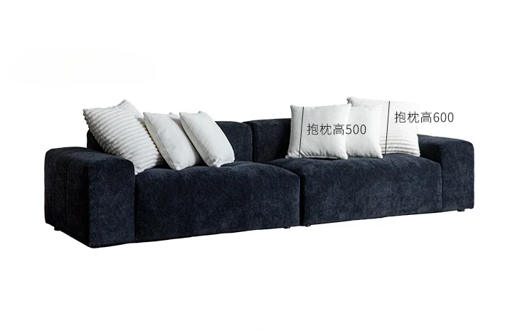 

Italian Minimalist Fabric Sofa Combination Living Room Small Apartment Black Straight Row Sofa Modern Light Luxury Block Sofa