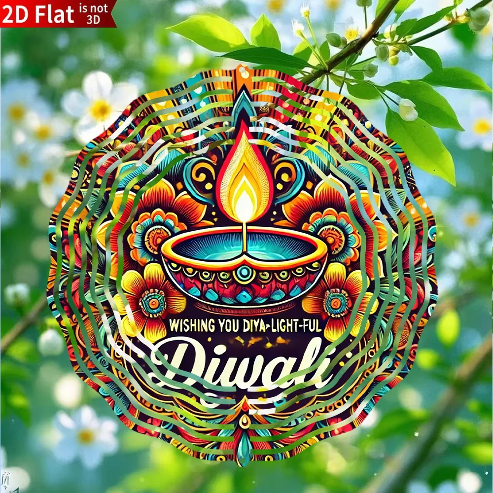 CIFbuy 2D Metal Wind Chimes Diwali Spinning Rotating Hook Outdoor Garden Yard Patio Decor Gift