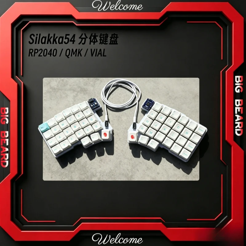 Silakka54 Split Keyboard RP2040 Support QMK VIAL Ergonomic Custom Mechanical Keyboard For PC Gamer gifts