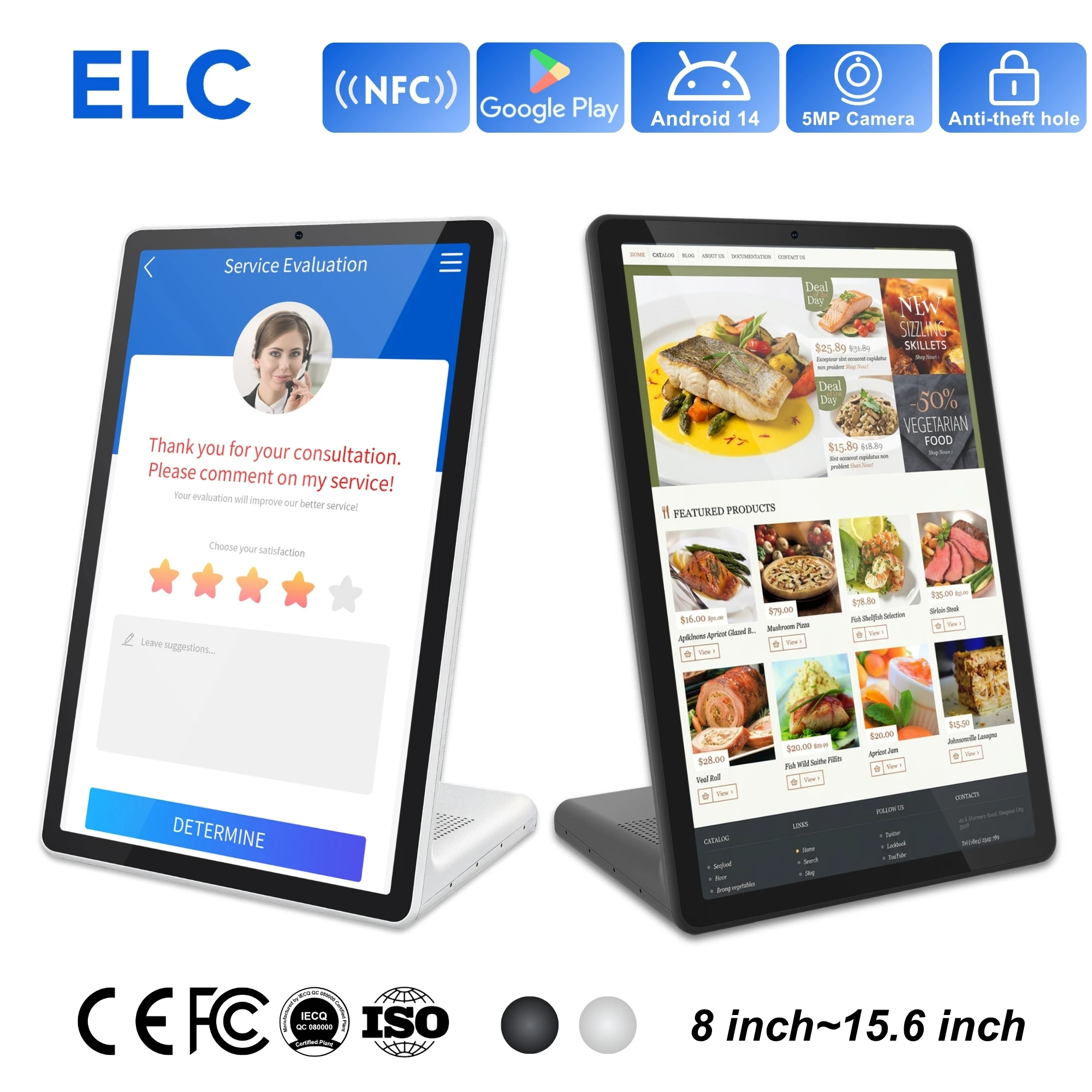 High-Performance CPU RK3576S Android Tablet 11 Inch L-Type Touch Display 4GB 64GB Desktop Kiosk for Commercial Use