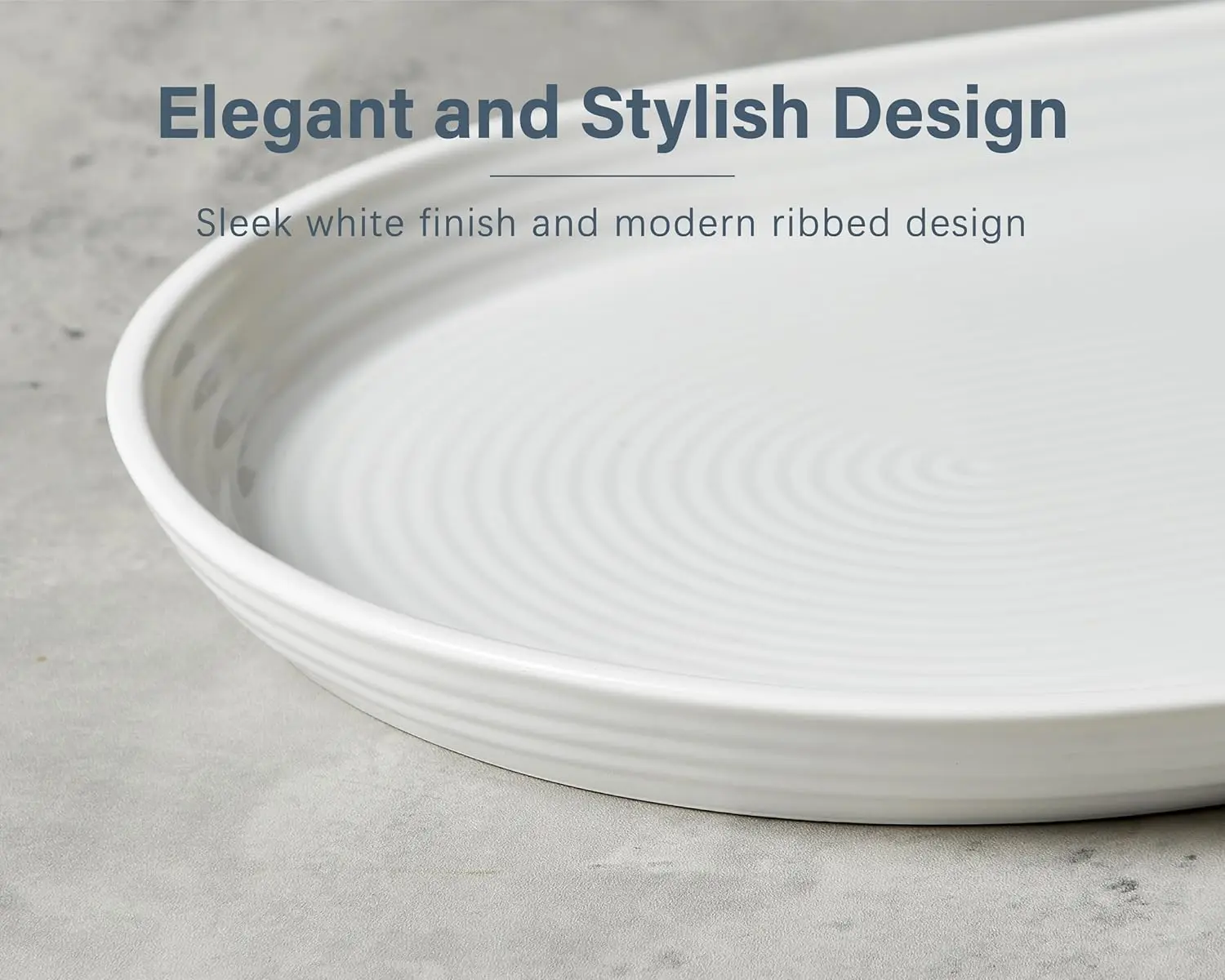 16 Inch Ceramic Serving Plates for Entertaining, Set of 2 Large Oval Dinner Plates- Dishwasher Oven Safe Serving Tray for Food M