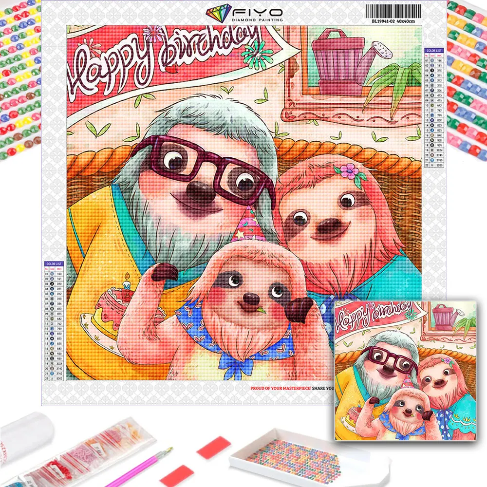 5d Diamond Painting Sloth Family DIY Diamond Embroidery Cute Animal Mosaic Art Cross Stitch Kits Home Decor Gift For Kids