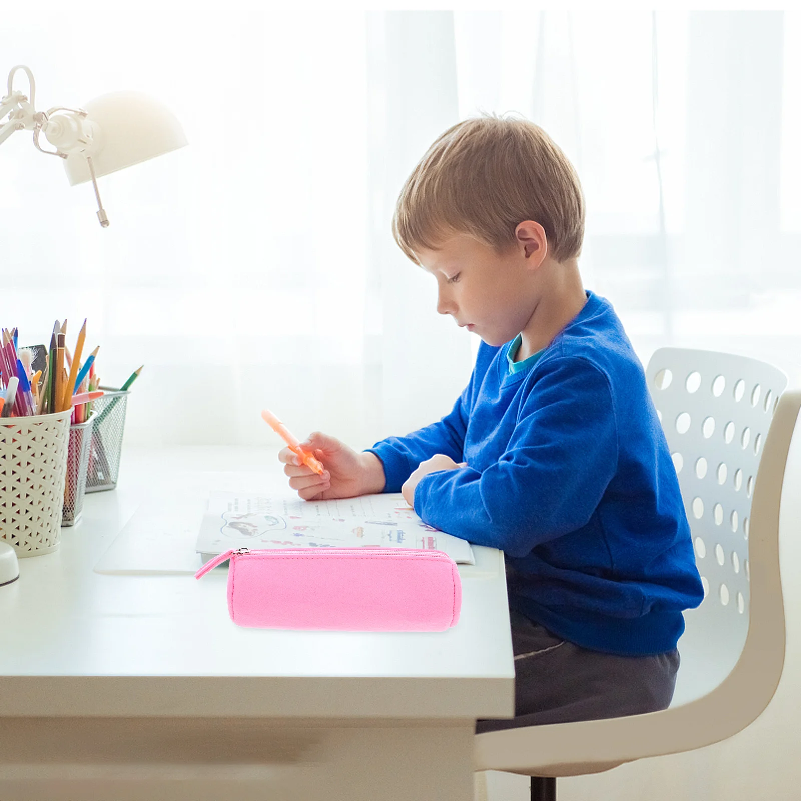 

Felt Pencil Bag Large Capacity Zipper Pencil Case for School Office Cute Stationery Pouch Pencils Case