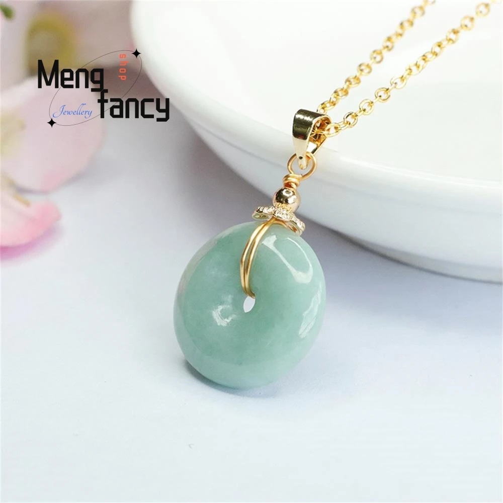 Natural Myanmar A-goods Jadeite Peace Buckle Pendant Exquisite Elegant Fashion High-grade Luxury Quality Jewelry Holiday Gifts