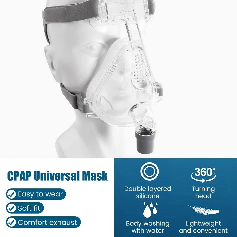 Adjustable CPAP Full Face Mask Respirator Ventilator & Headgear Nose Mask Auto CPAP COPD BiPAP Anti Snore Sleep Apnea Snoring