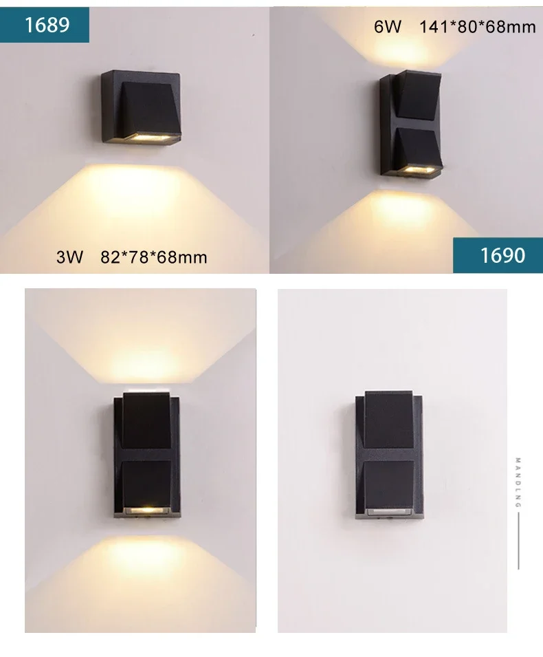 Round Square Modern Wall Lights Garden Porch Ip65 Waterproof Up Down Lighting Outdoor Led Bedroom Lamp Wall Decor