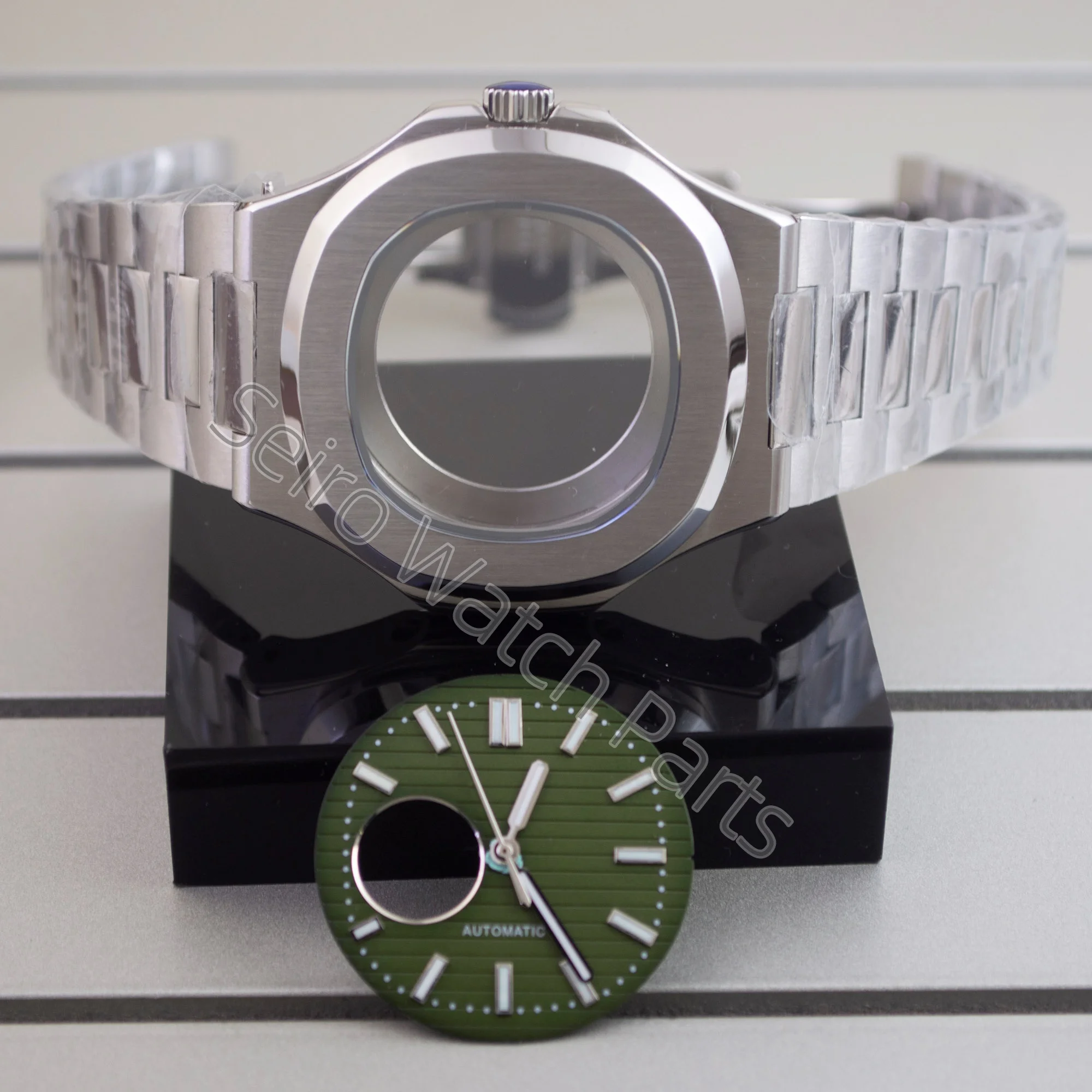 41mm PVD black/rose gold/silver watch case square strap 316L steel sapphire for nautilus nh35 nh36 nh38 movement 30.5mm dial