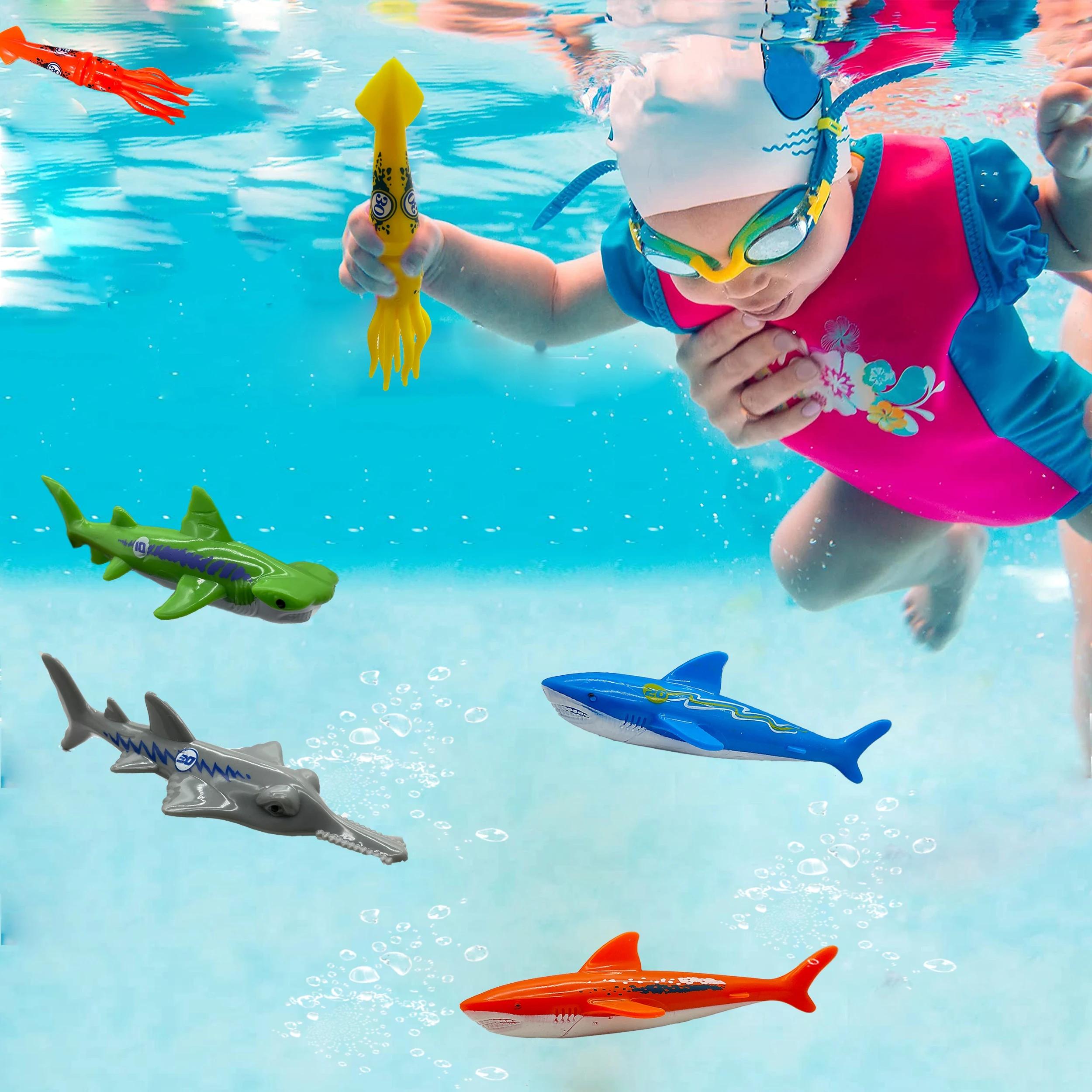 Summer Diving Training Toys Torpedos Sharks Octopus Underwater Water Games Training Swimming Pool Gifts Set Toys For kids