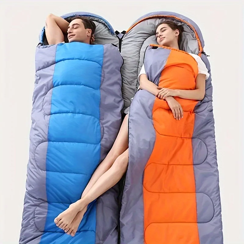 Sleeping bag, winter-thick hooded warm sleeping bag, outdoor adult camping warm and waterproof sleeping bag