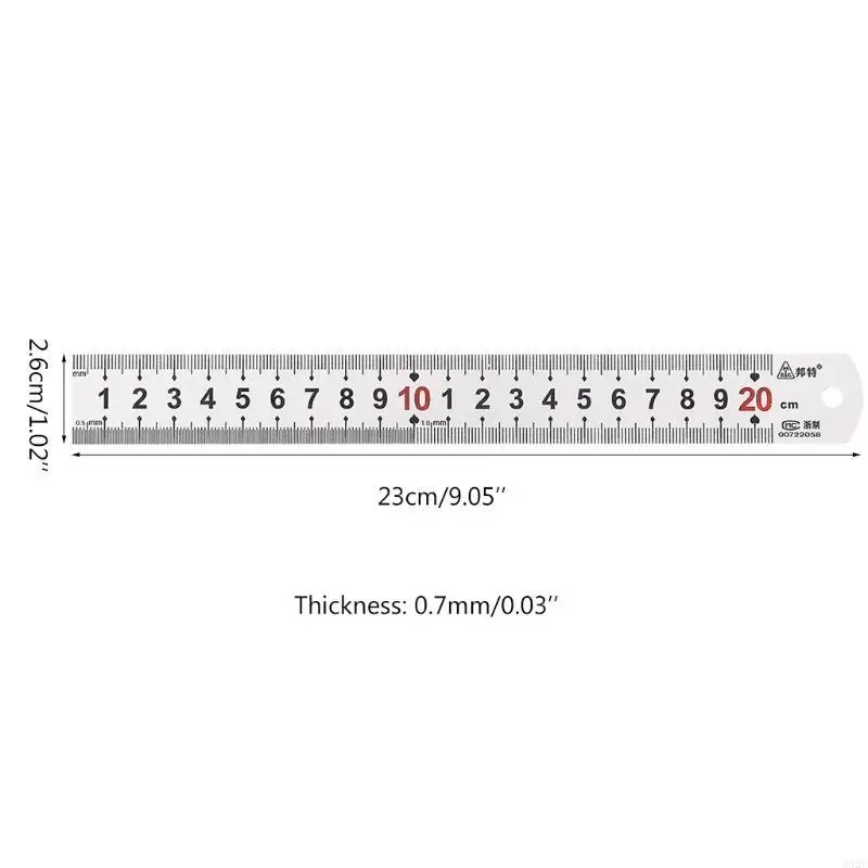 G92C Metal Straight Ruler Stainless Steel Ruler with Double Scale Measuring Tool