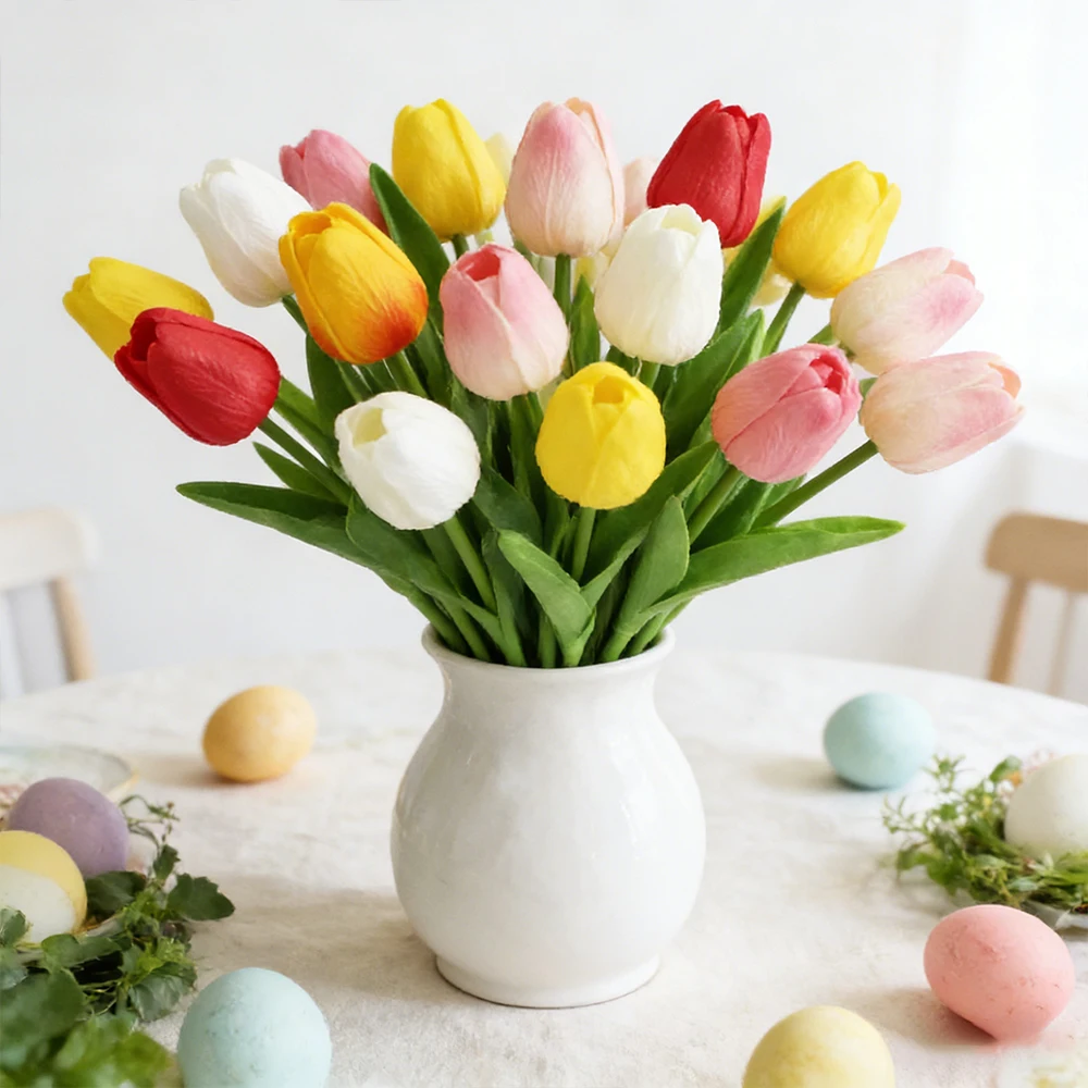 10 Stück Tulpenblumen, künstlicher Tulpenstrauß, PE-Schaum, künstliche Blumen für Hochzeitszeremonie, Dekoration, Heim, Garten, Blumenstrauß, Dekoration – Detail 9