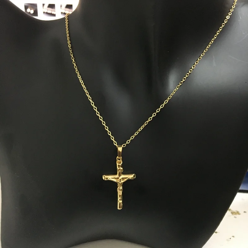 New Genuine 24K Gold Necklace Plating Gold Cross Necklace for Women & Men\'s Jewelry Gifts