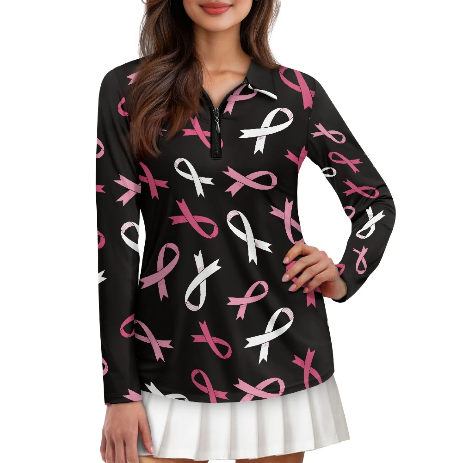 PENSTROLL Ribbon Theme Womens Comfortable Golf Tops Breathable Athletic Tops for Exercise