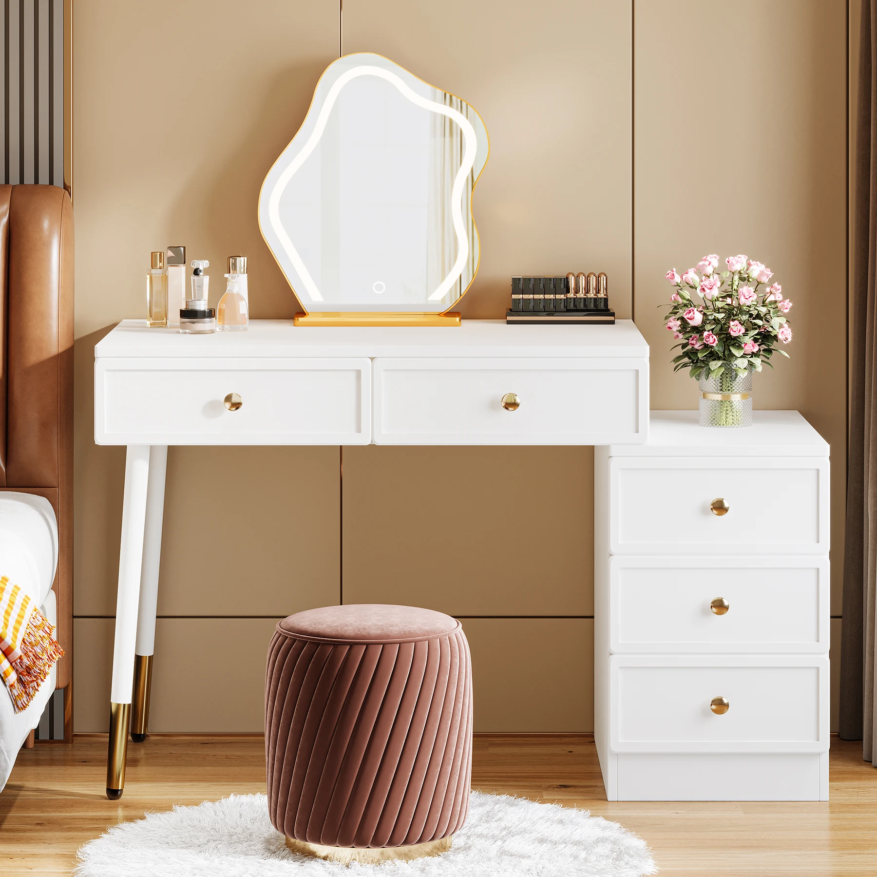 

Tribesigns High Quality Bedroom Furniture Dressing Table Dressing Table With 5 Storage Drawers