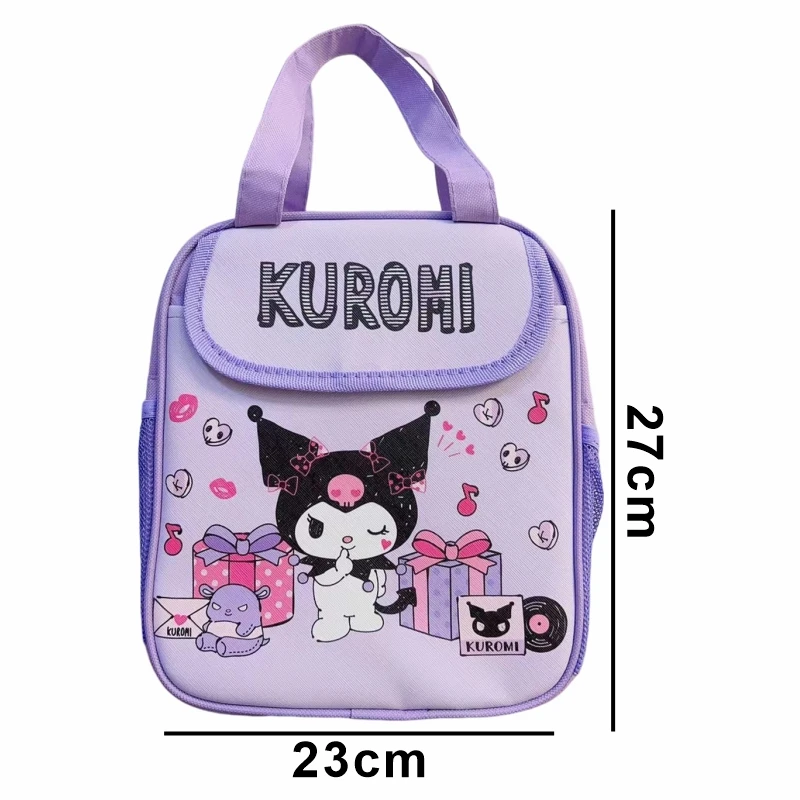 Hello Kitty Kuromi Cinnamonroll  Cartoon Kids Lunch Bag Thermal Insulation Aluminum Film C anvas Portable Insulation  Lunch Bag