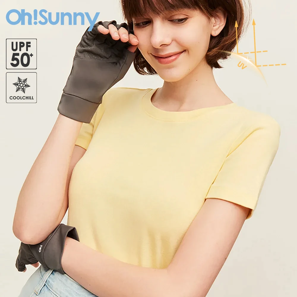 OhSunny Professional Anti-UV Gloves UPF 50+ Short Non-Slip Summer Sunscreen Driving Half-Finger Breathable Sun Protection Glove