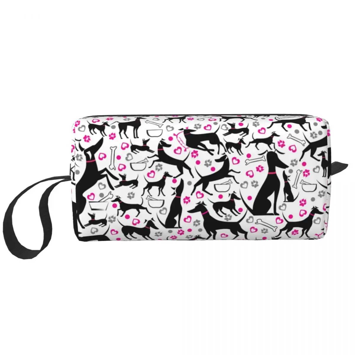 Travel Greyhound Toiletry Bag Cute Whippet Hound Dog Makeup Cosmetic Organizer for Women Beauty Storage Dopp Kit Box