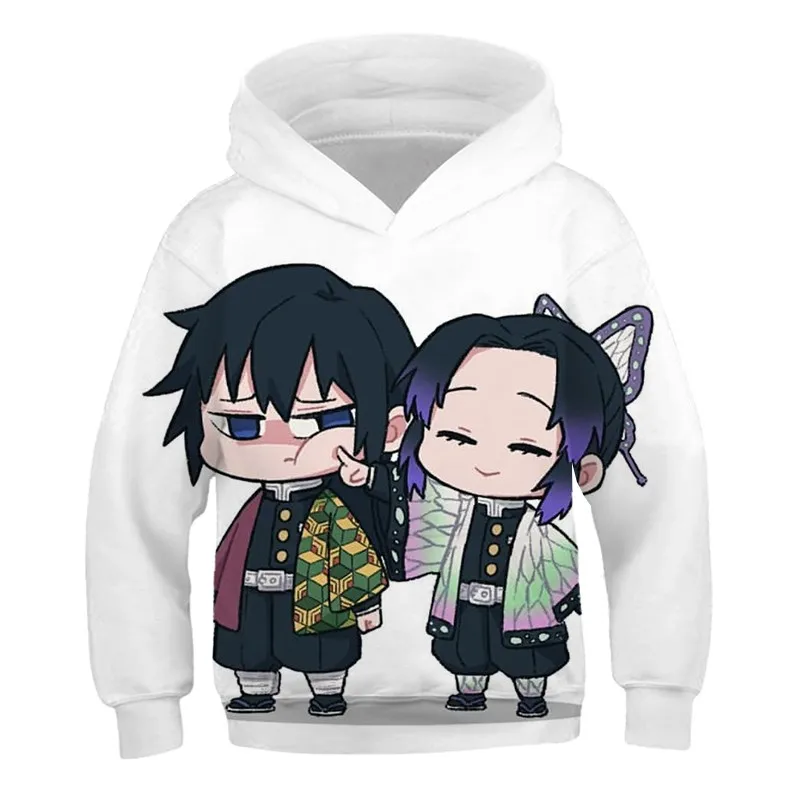 

2024 New Autumn Trend Popular Two-Dimensional Anime Demon Slayer Clothes Long-sleeved Hooded Sweatshirt Childrens Loose Hoodie