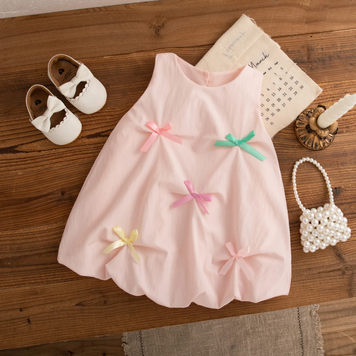 Summer New Baby Girl Dress Korean Style Sweet Bow Sleeveless Daily Outing Princess Dress Children's Clothing 9 Months -3 Years