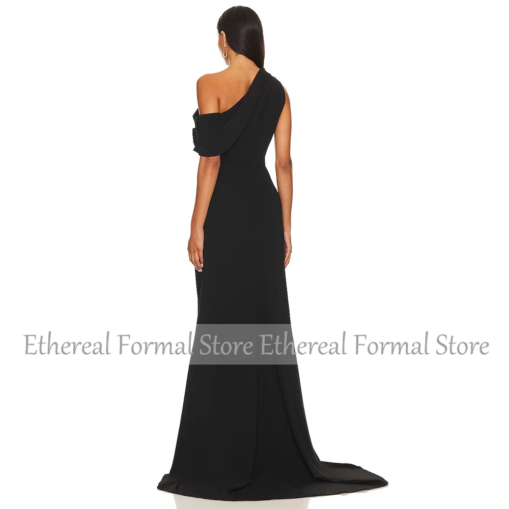 Vestido de noche negro moderno con hombros descubiertos, vestido de noche de sirena para mujer, sin mangas, con abertura lateral, vestido de fiesta Formal largo
