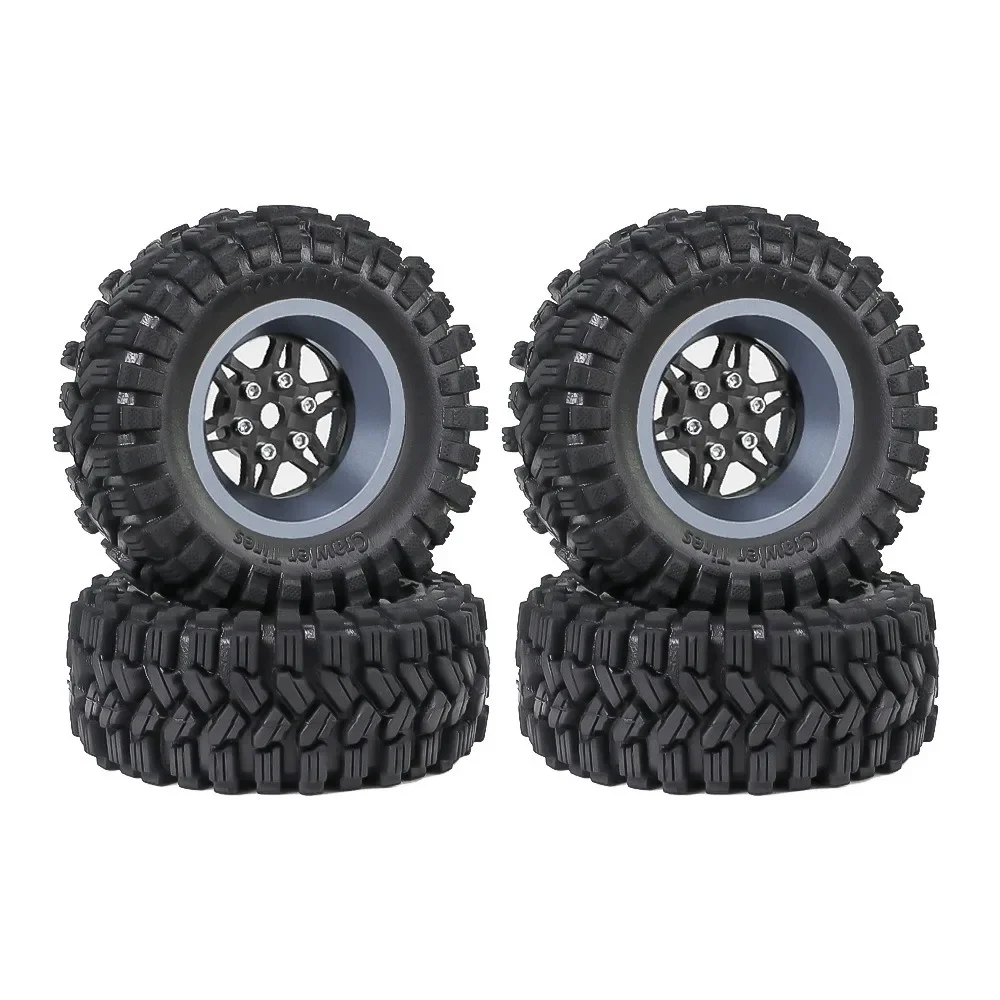 

4pcs 62mm 1.2 Carbon Fiber Beadlock Wheel Tire Set For 1/18 1/24 RC Crawler Car TRX4M SCX24 AX24 FCX24 Upgrade Parts