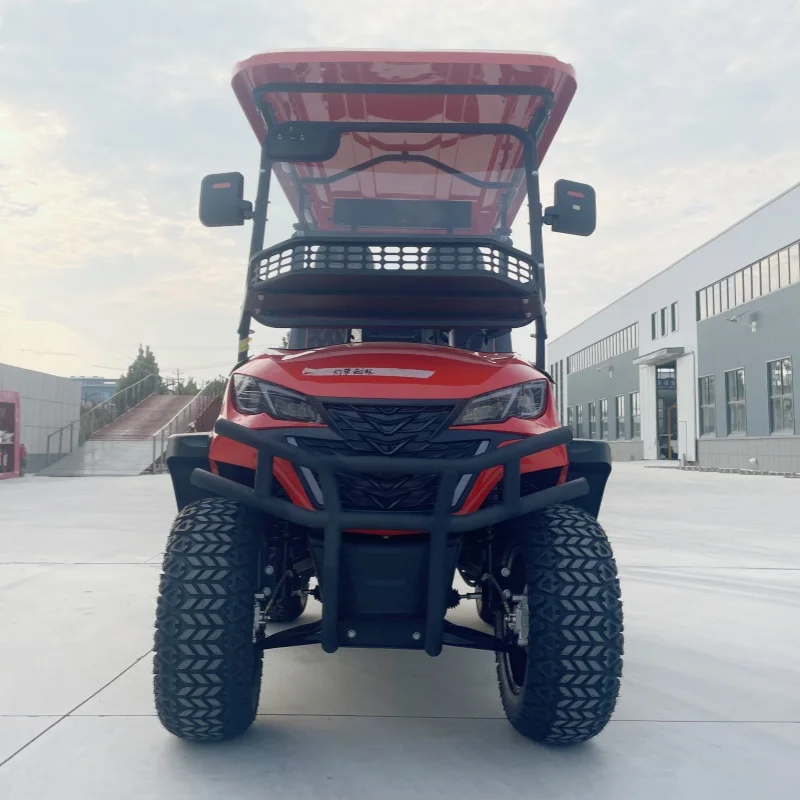 Hot Selling Club Electric Golf Cart Cheap Off Road Hunting Vehicle Folding Seats Bumper Front Basket Sound Bar 14 Inch Wheel