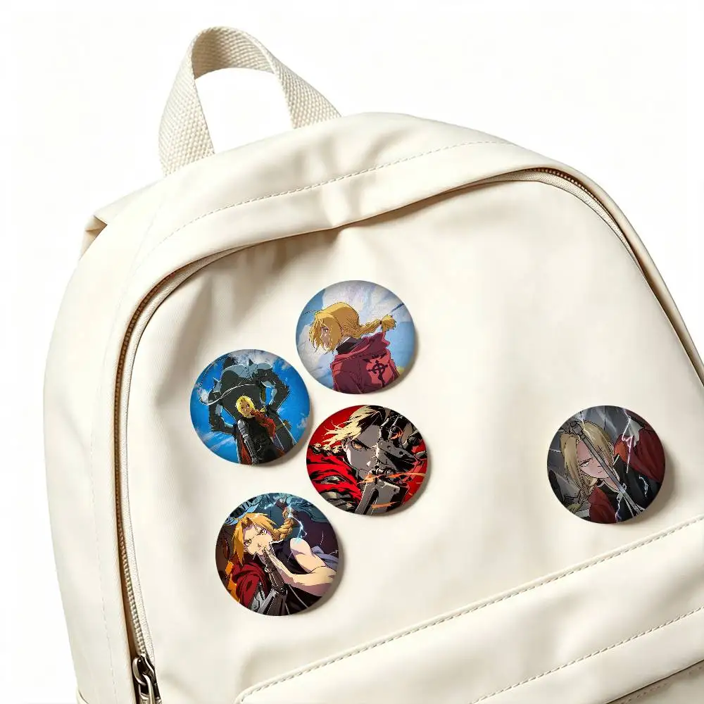 E-Edward Elric F-Fullmetal Alchemist  25 32 44 58 75mm Badges Personalized Round Brooches Pins Accessory Gift